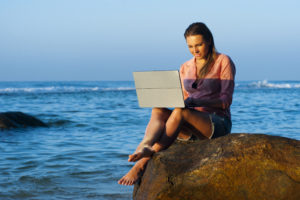 remote working beach